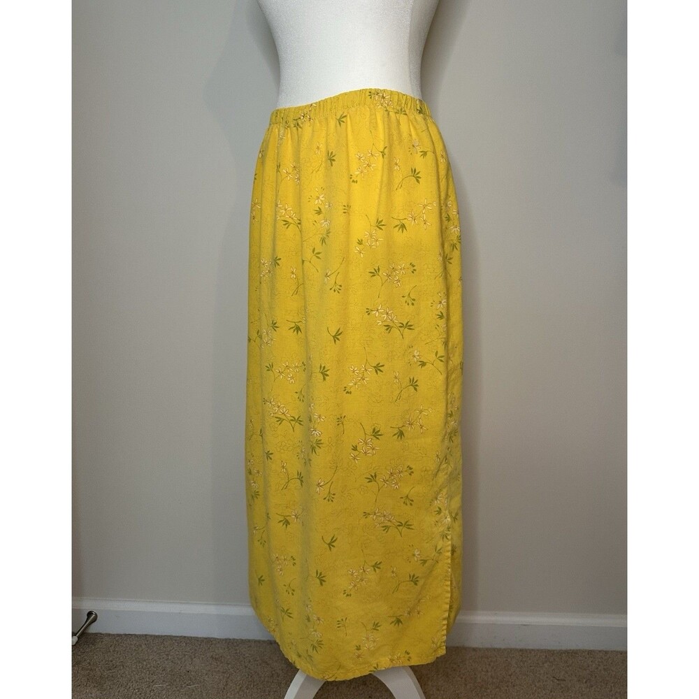 Vintage Russ Berens Skirt Linen Blend Yellow Sz M Cottage #1154 - Picture 2 of 6